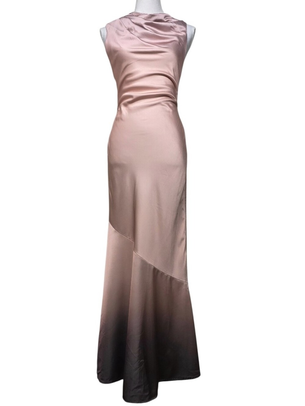 Sleeveless Ombre Satin Maxi Dress in Blush Size 2